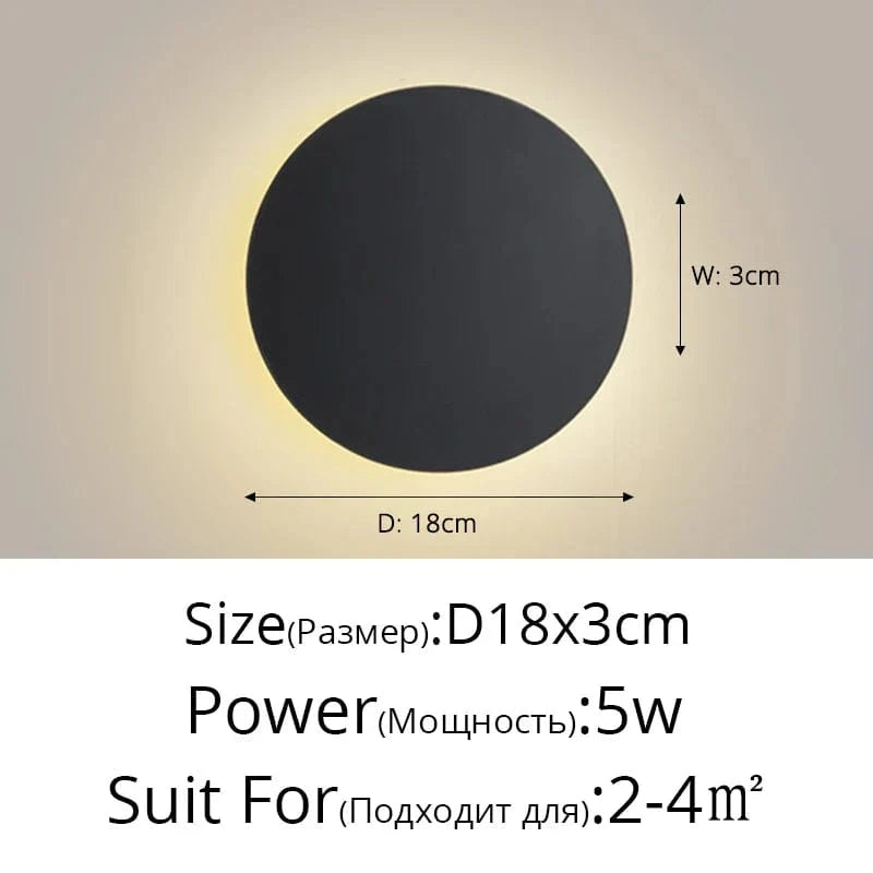 Applique murale DEL tactile nordique pour allée escalier entrée. | Marco Lucetti Noir D18x3cm 5W / Blanc chaud (2700-3500K)