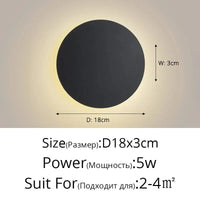 Applique murale DEL tactile nordique pour allée escalier entrée. | Marco Lucetti Noir D18x3cm 5W / Blanc chaud (2700-3500K)