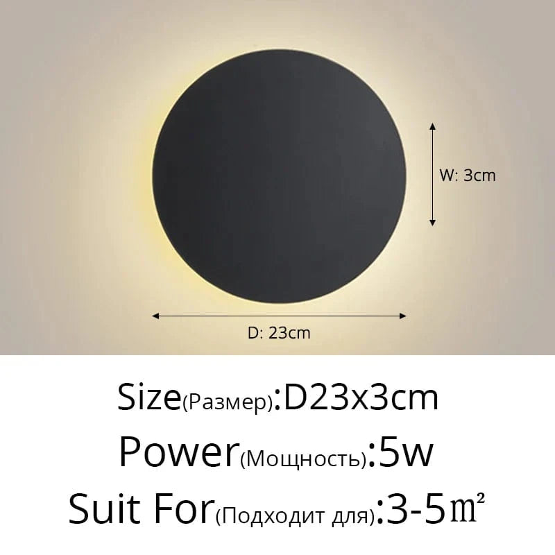 Applique murale DEL tactile nordique pour allée escalier entrée. | Marco Lucetti Noir D23x3cm 5W / Blanc chaud (2700-3500K)