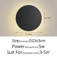 Applique murale DEL tactile nordique pour allée escalier entrée. | Marco Lucetti Noir D23x3cm 5W / Blanc chaud (2700-3500K)