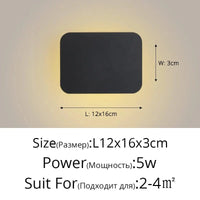 Applique murale DEL tactile nordique pour allée escalier entrée. | Marco Lucetti Noir L12x16cm 5W / Blanc chaud (2700-3500K)