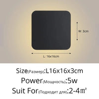 Applique murale DEL tactile nordique pour allée escalier entrée. | Marco Lucetti Noir L16x16cm 5W / Blanc chaud (2700-3500K)