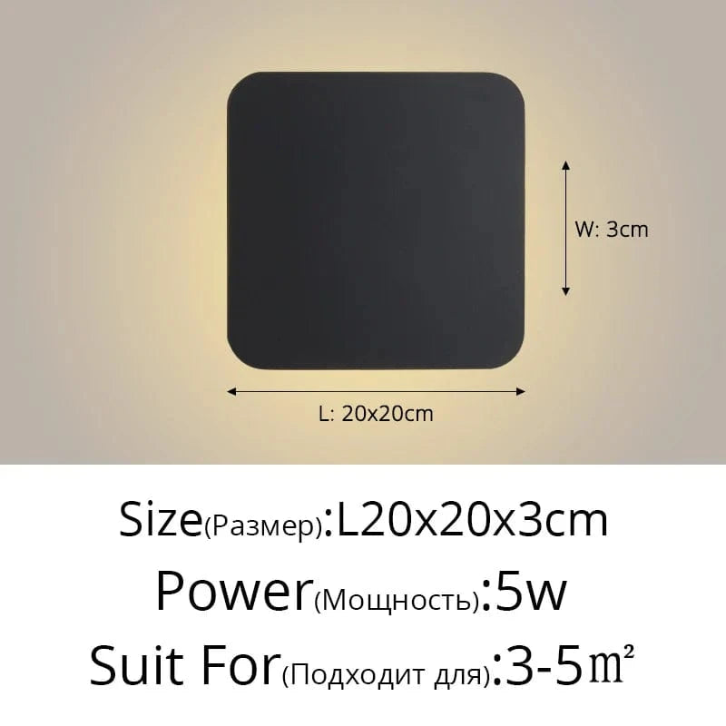 Applique murale DEL tactile nordique pour allée escalier entrée. | Marco Lucetti Noir L20x20cm 5W / Blanc chaud (2700-3500K)