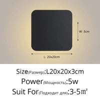 Applique murale DEL tactile nordique pour allée escalier entrée. | Marco Lucetti Noir L20x20cm 5W / Blanc chaud (2700-3500K)