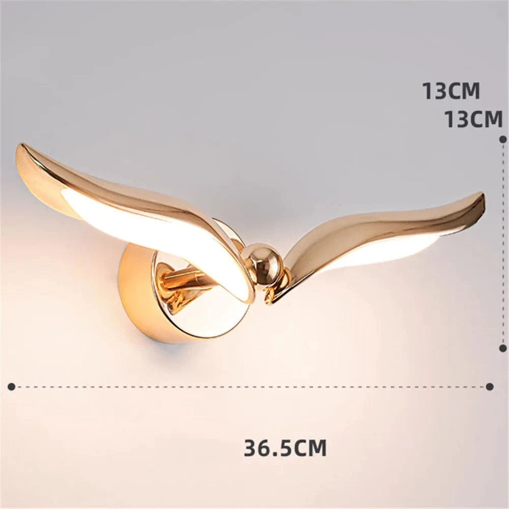 Applique murale Deluxe à LED en forme de mouette dorée | Marco Lucetti 2 têtes