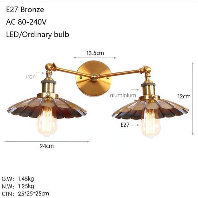 Applique murale design à LED - Luminaire mural double lampes métal retro Light | Marco Lucetti Bronze