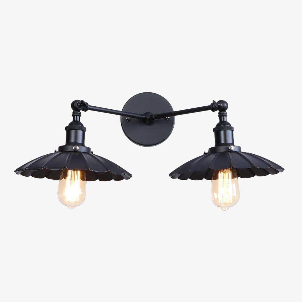 Applique murale design à LED - Luminaire mural double lampes métal retro Light | Marco Lucetti Noir