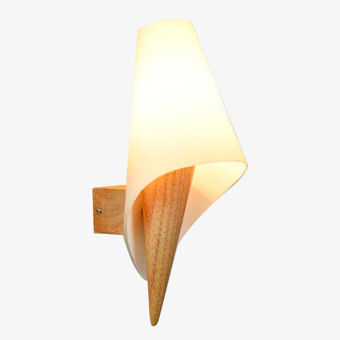 Applique murale design en bois et verre arrondi