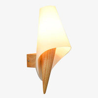Applique murale design en bois et verre arrondi