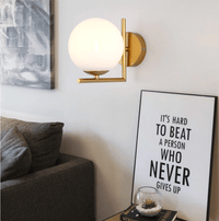 Applique murale design bâton & boule de verre - Noir/Doré | Marco Lucetti