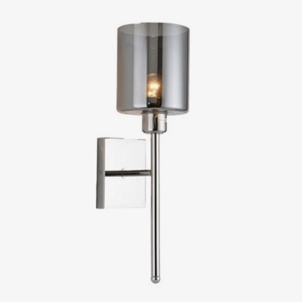 Applique murale design chromée à LED - Abat-jour cylindrique en verre