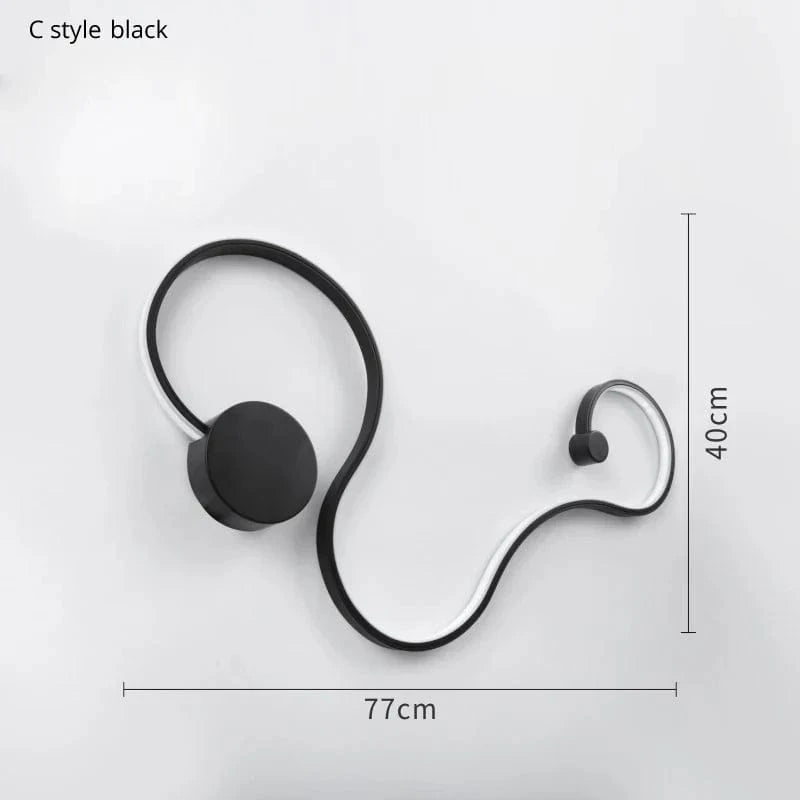 Applique murale design en acrylique et fer LED pour une décoration tendance | Marco Lucetti C 77CM noir / CHINE / Blanc chaud