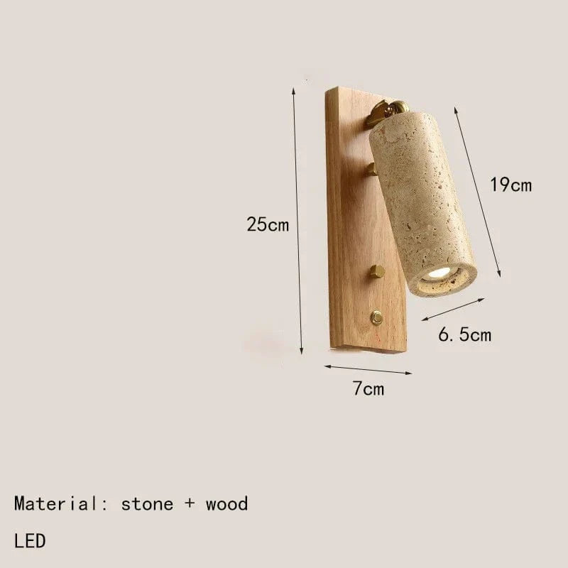 Applique murale design en bois de pierre naturelle avec interrupteur | Marco Lucetti A-2 / Lumière naturelle