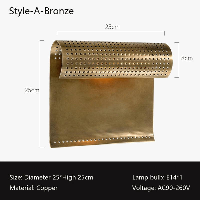 Applique murale design en cuivre avec finition métallique et bords roulés | Marco Lucetti