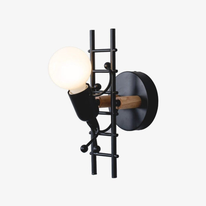 Applique murale design en métal et bois avec bonhommes sur escalier | Marco Lucetti Noir
