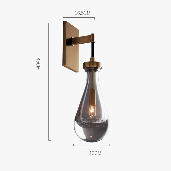 Applique Murale Design Goutte d'Eau Cristal LED Cuivre Nordique | Marco Lucetti