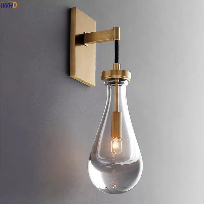Applique Murale Design Goutte d'Eau Cristal LED Cuivre Nordique | Marco Lucetti
