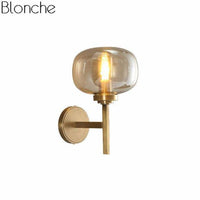 Applique murale design LED dorée avec abat-jour en verre - Sconce Glam | Marco Lucetti 1 lampe / Verre ambré