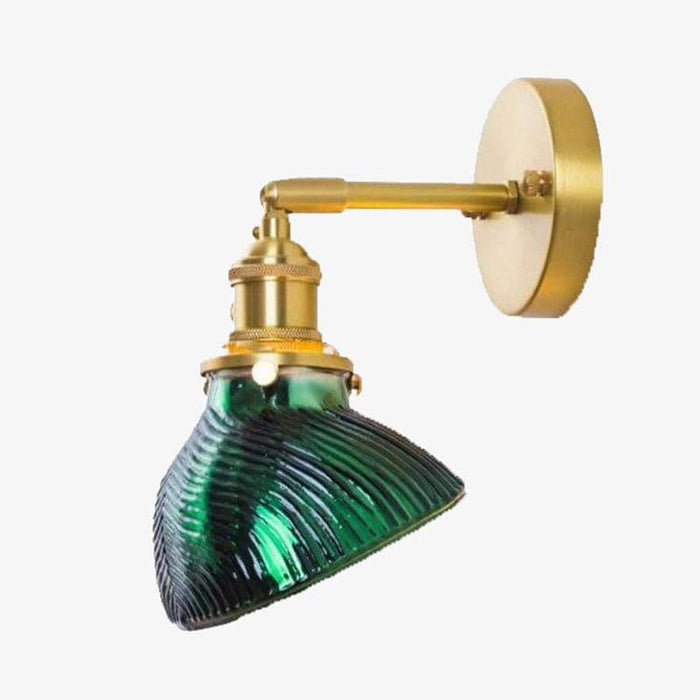 Applique murale rétro LED dorée verre émeraude