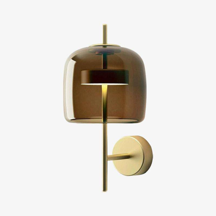 Applique murale LED Dorée en Métal et Verre Fumé