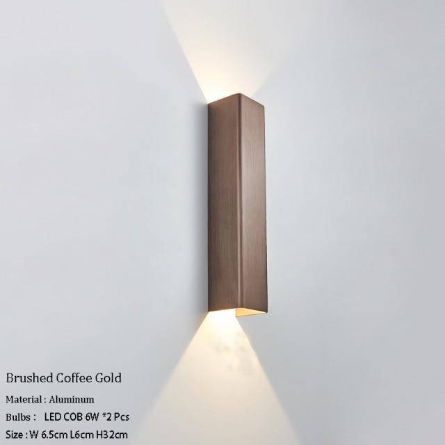 Applique murale design LED métal allongé coloré Loft | Marco Lucetti Café doré / 32cm