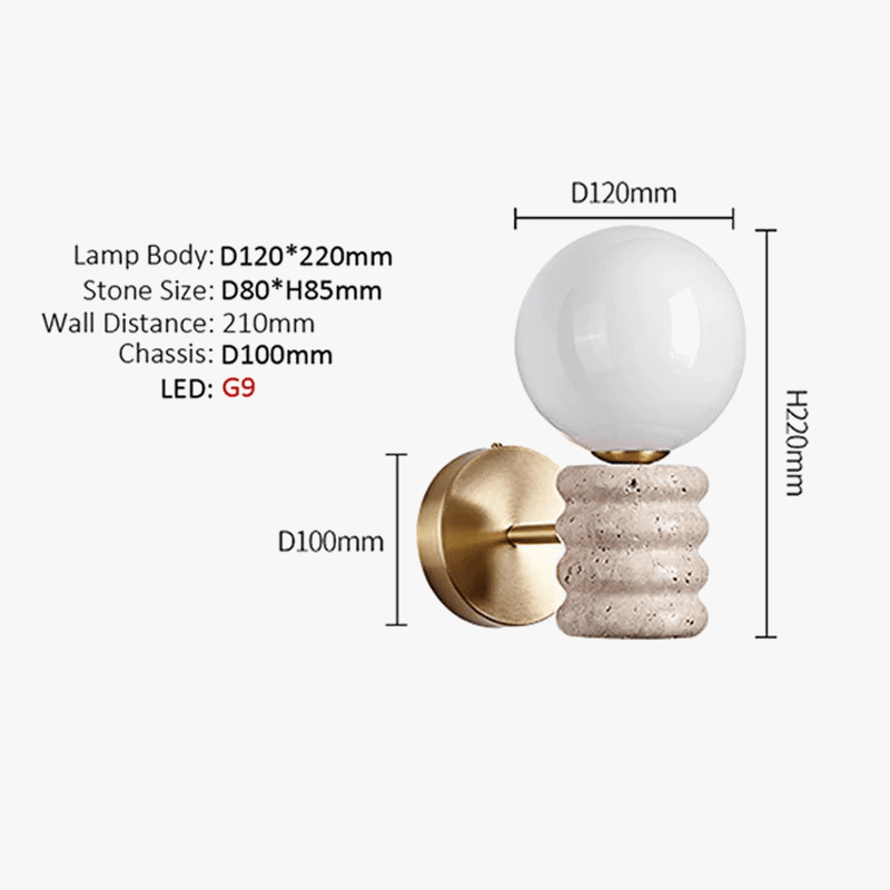 Applique murale design nordique en travertin pour une décoration intérieure tendance | Marco Lucetti D120x220mm