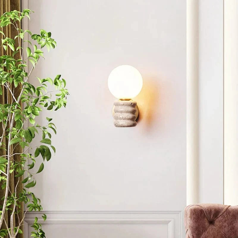 Applique murale design nordique en travertin pour une décoration intérieure tendance | Marco Lucetti D120x220mm