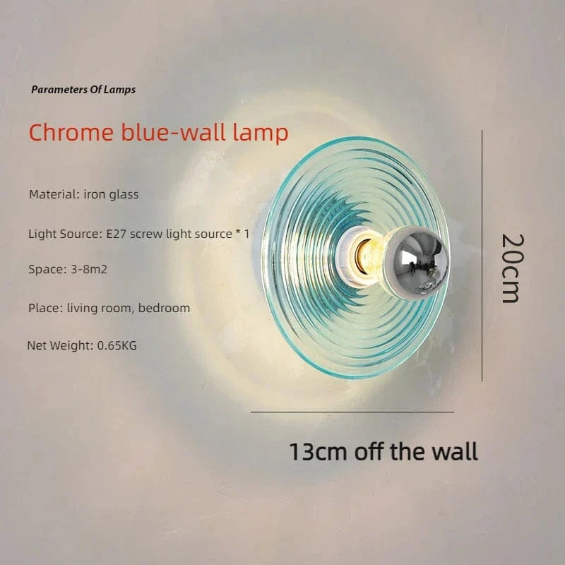 Applique murale design nordique en verre ondulé LED pour une ambiance lumineuse | Marco Lucetti Bleu / Blanc froid