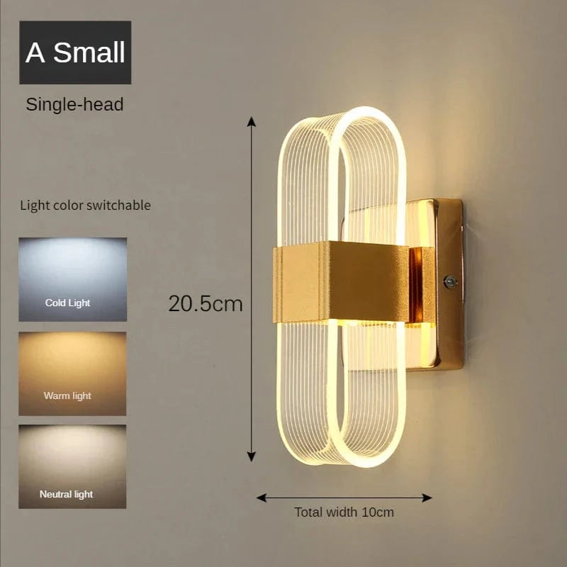 Applique murale design nordique LED en acrylique - Modernité décorative | Marco Lucetti A-Or-S / 3 couleurs claires