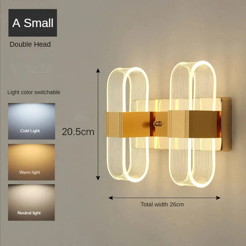 Applique murale design nordique LED en acrylique - Modernité décorative | Marco Lucetti A-Or-S Double / 3 couleurs claires