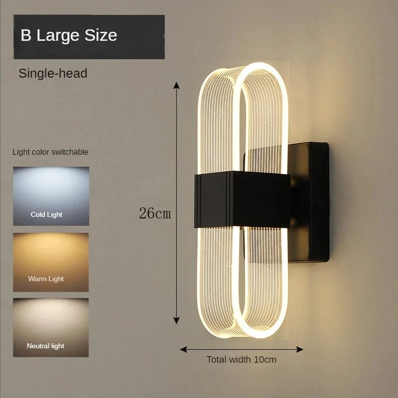 Applique murale design nordique LED en acrylique - Modernité décorative | Marco Lucetti B-Noir-L / 3 couleurs claires