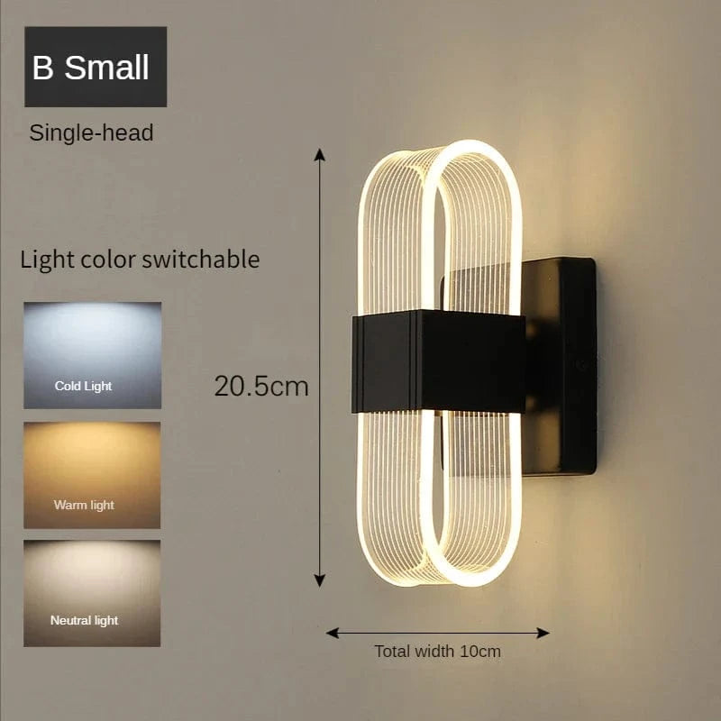 Applique murale design nordique LED en acrylique - Modernité décorative | Marco Lucetti B-Noir-S / 3 couleurs claires