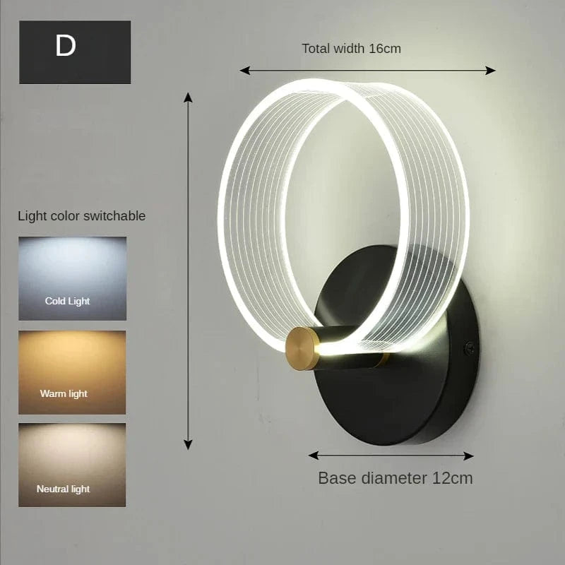 Applique murale design nordique LED en acrylique - Modernité décorative | Marco Lucetti D / 3 couleurs claires
