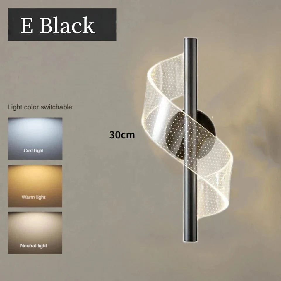 Applique murale design nordique LED en acrylique - Modernité décorative | Marco Lucetti E-Noir / 3 couleurs claires