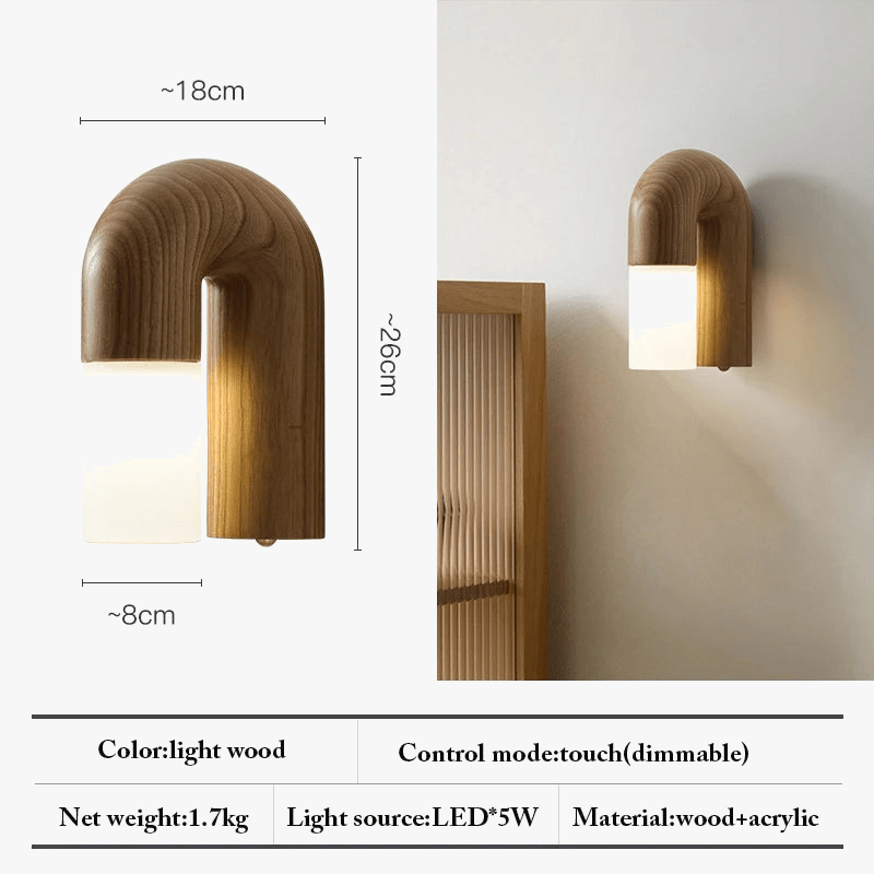 Applique murale design rétro en bois de frêne et acrylique avec éclairage led | Marco Lucetti