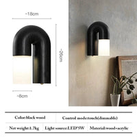 Applique murale design rétro en bois de frêne et acrylique avec éclairage led | Marco Lucetti Bois noir 1