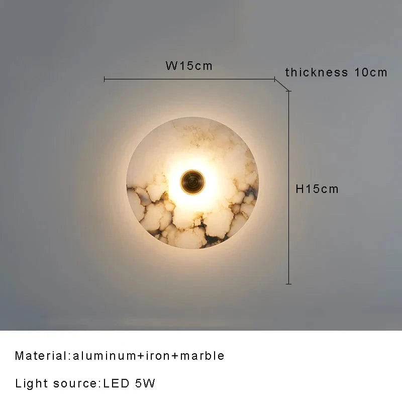 Applique Murale Design Ronde en Marbre pour une Décoration Intérieure Élégante | Marco Lucetti Dia15cm / Dimmable / Argent