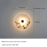 Applique Murale Design Ronde en Marbre pour une Décoration Intérieure Élégante | Marco Lucetti Dia15cm / Dimmable / Argent