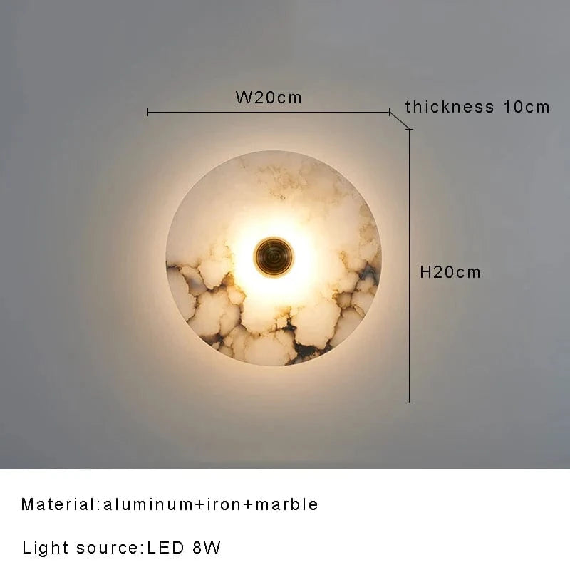 Applique Murale Design Ronde en Marbre pour une Décoration Intérieure Élégante | Marco Lucetti Dia20cm / Lumière chaude / Argent