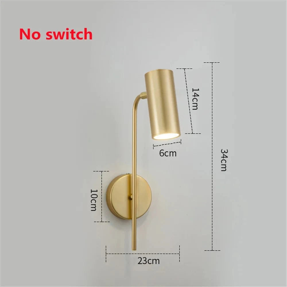 Applique murale design rotative à LED avec long interrupteur ajustable | Marco Lucetti Pas d&#39;or de commutation / Blanc chaud (2700-3500K)