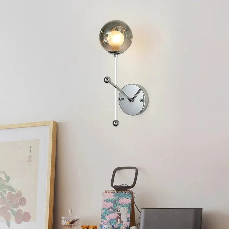 Applique murale design verre gris métal chromé | Marco Lucetti