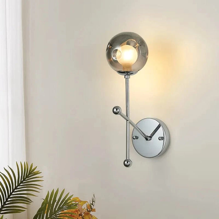 Applique murale design verre gris métal chromé | Marco Lucetti