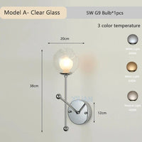 Applique murale design verre gris métal chromé | Marco Lucetti Un verre transparent / 3 températures de couleur