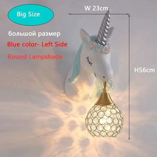 Applique murale Dessin animé Licorne LED - Chambre de Princesse | Marco Lucetti Bleu Grande Taille 1 / 3 Température de couleur