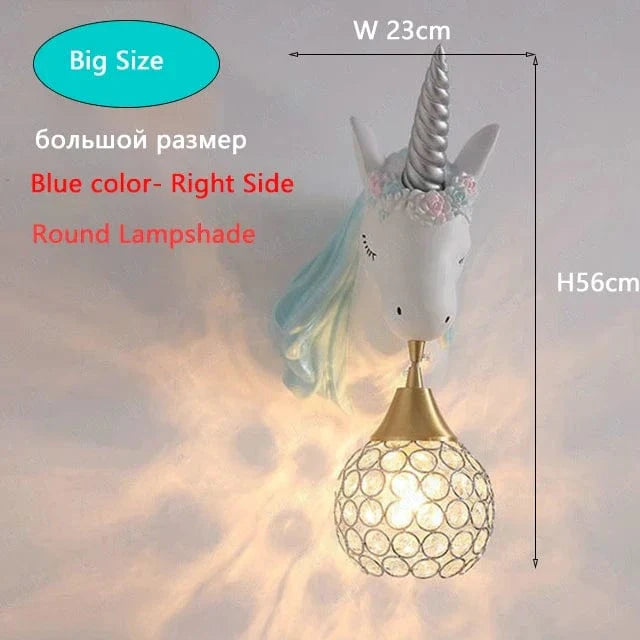 Applique murale Dessin animé Licorne LED - Chambre de Princesse | Marco Lucetti Bleu Grande Taille 2 / 3 Température de couleur