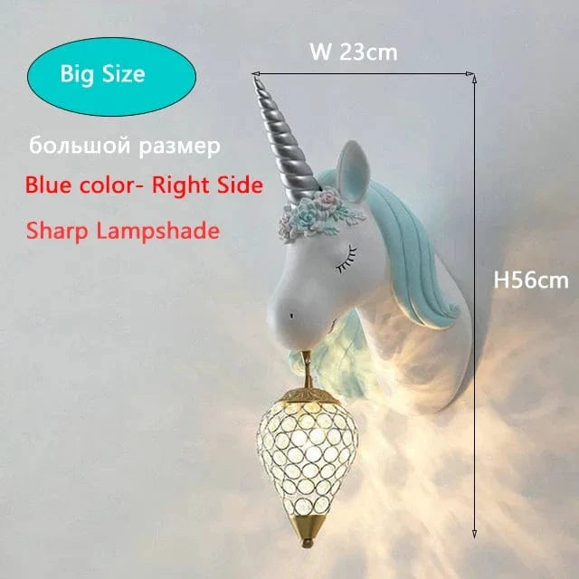 Applique murale Dessin animé Licorne LED - Chambre de Princesse | Marco Lucetti Bleu Grande Taille / 3 Température de couleur