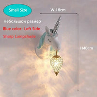 Applique murale Dessin animé Licorne LED - Chambre de Princesse | Marco Lucetti Bleu Petite Taille 2 / Télécommande