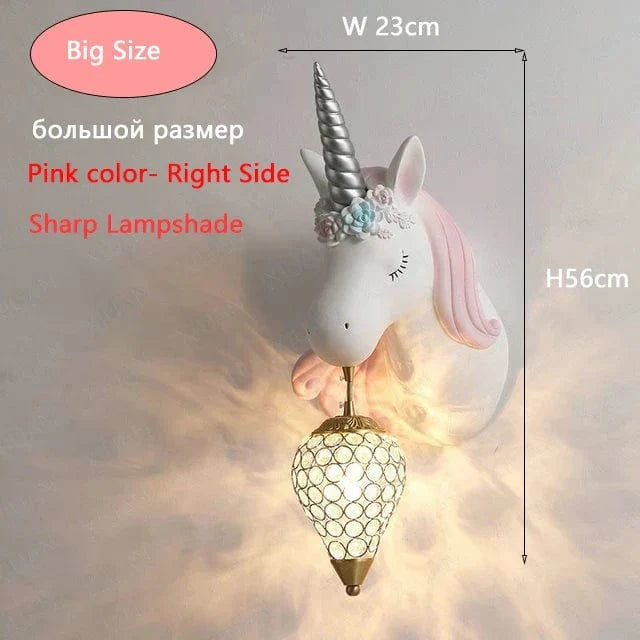 Applique murale Dessin animé Licorne LED - Chambre de Princesse | Marco Lucetti Rose Grande Taille 1 / Télécommande