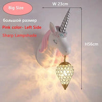 Applique murale Dessin animé Licorne LED - Chambre de Princesse | Marco Lucetti Rose grande taille / Télécommande