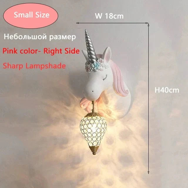Applique murale Dessin animé Licorne LED - Chambre de Princesse | Marco Lucetti Rose Petite Taille 1 / Télécommande
